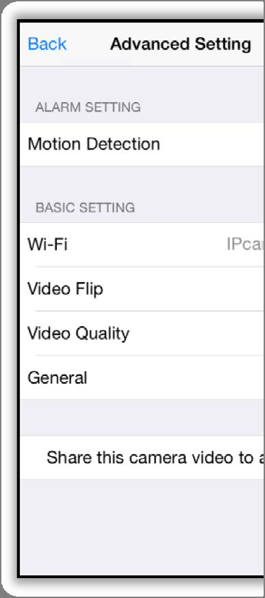 Other settings Flip Video Mirror the displayedd image horizontally or