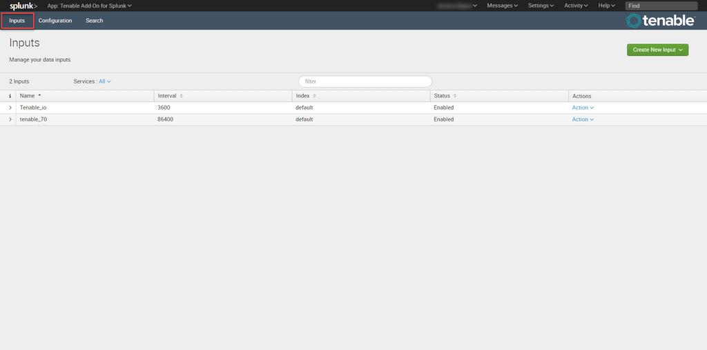 Create Input After you have completed configuring your Tenable Add-On for Splunk,