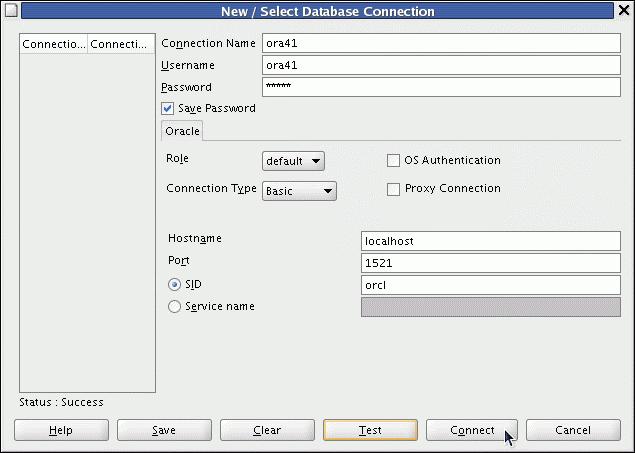 Creating a Database Connection Creating a Database Connection You must have at least one database connection to use SQL Developer. To create a database connection, perform the following steps: 1.