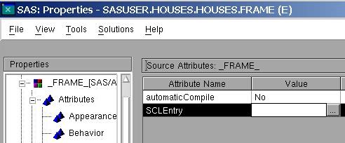 FRAME Source Attributes in the properties window, as shown in figure 6. Figure 6 USING THE APPLICATION WITHOUT SAS/SHARE There are several ways to run the application.