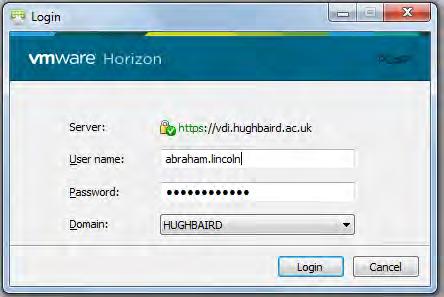 Accessing the Remote Desktop Portal Connecting to the Remote Desktop Portal is easy, just follow the steps shown below. Locate the VMWare Horizon Client icon on your desktop.