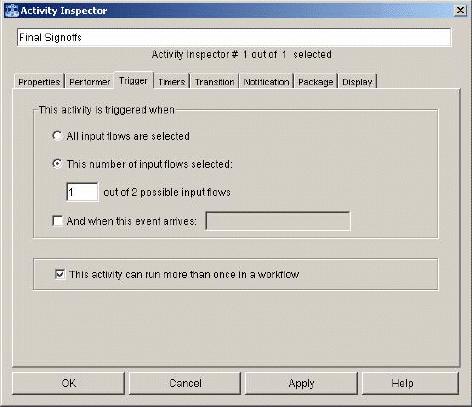 Using Workflows with DCM Figure 33. Use these settings to configure the Final Signoff activity so that it can bypass the DCM Signoff activity.