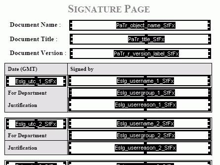 PDF Stamping Service tag and its name. The runtime values on the electronic signature page using the default sample template available out of the box, is listed under ʺ/System/Applications/pssʺ.