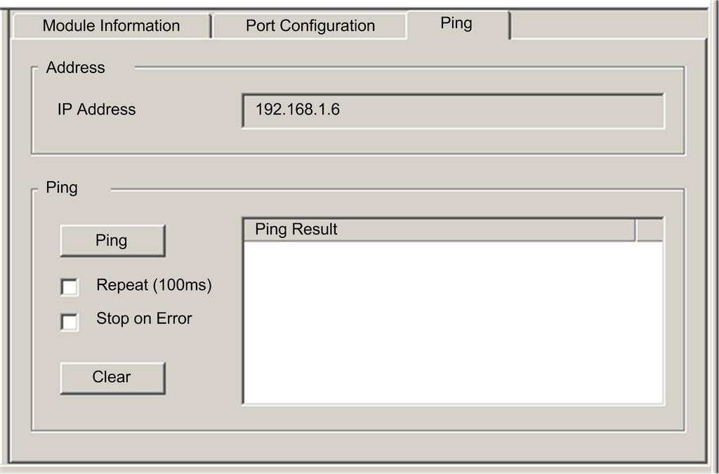Diagnostics Pinging the 140 CRP 312 00 Module Introduction Use the Unity Pro ping function to send an ICMP echo request to the 140 CRP 312 00 head module.