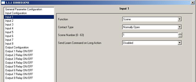 8. Input: Scene Management In this configuration page it s possible to set the input channel for scene management: learn and recall scene commands.