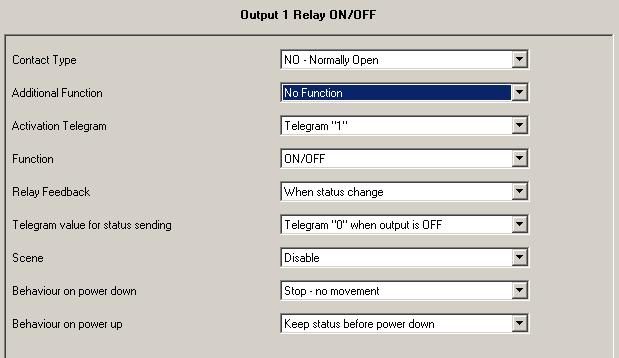 12.3. Relay Functions Function ON / OFF ON / OFF ON / OFF with delay ON with delay / timing OFF Continuous Switching After receiving a telegram on the switching objects, relay switch in ON or OFF