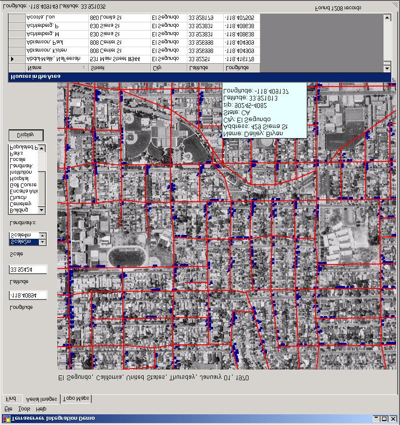 Figure 4 Screenshot of the Building Finder in Action of the Switchboard white pages website is then provided to the geocoder agent, which provides the geographic coordinates for the addresses.