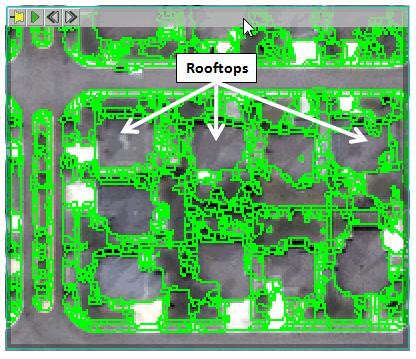 The initial segmentation shown in the Preview Window delineates the rooftops, but there are too many segments, which could potentially increase processing time.