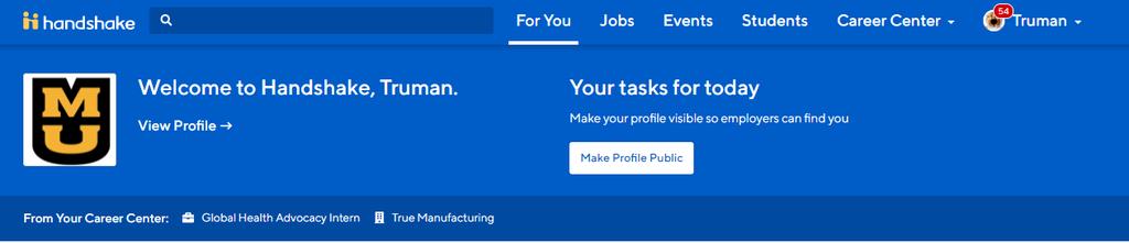 How do I change my profile to private/public? As a user with a student account you can choose whether or not you want your profile to be public to employers. Click For You in the Navigation bar.