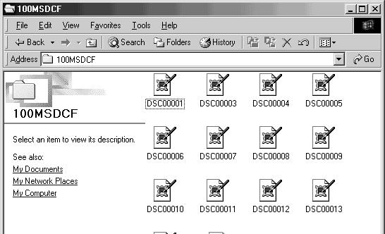 Image file storage destinations and image file names Image files recorded with your camera are grouped as folders in the disc by recording mode.