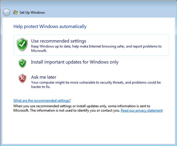 Installing Windows Vista 41 Next, you have to specify preferred