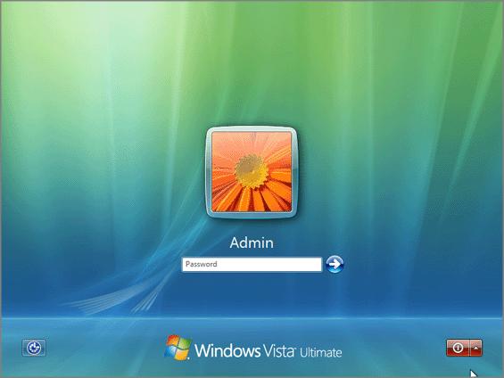 Installing Windows Vista 44 Type you password specified at a previous step and press Enter to log in.