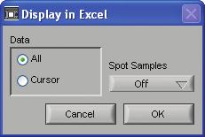 Software Display in EXCEL This function displays the captured data being displayed in Excel format.