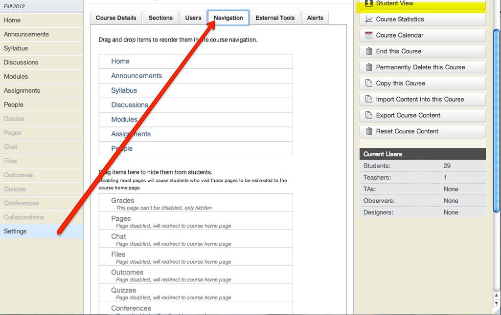 Page content to the right, and a Next Steps wizard along the bottom of the screen. Note that the course space is initially unavailable (unpublished) to students in order to allow time for development.