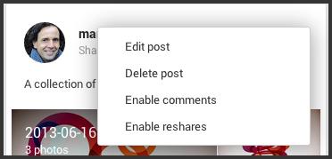 2. You can disable comments, which means that nobody will able to add a comment. 3. You can disable reshares, which means that people can't reshare the post. 4.