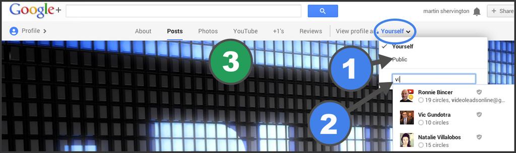 Your Content and your Profile Whatever content you share using Google+, it will appear in the posts section on this part of your profile.
