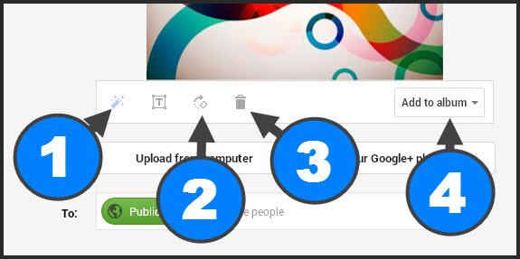 Other features from the Google Post box 1. Google auto-enhances images. If you want to switch that off, you can hover over and click the button. 2.