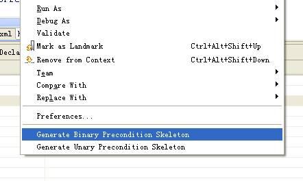 Figure 25 Preconditions Context Menu 5.4.3 Unary/Binary Preconditions Creation Above operation only generates the skeletons of unary and binary preconditions.