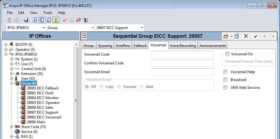 Repeat this section to create the groups shown below. These groups are used by EICC for routing and handling of incoming calls.