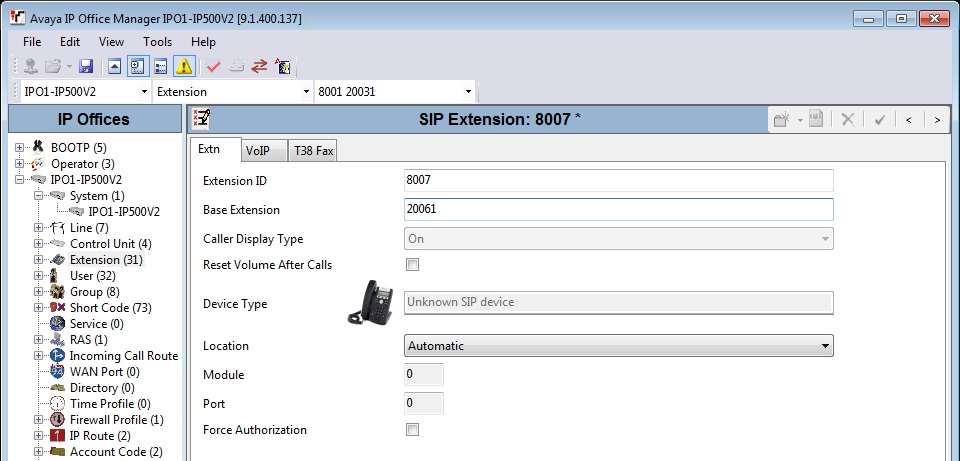 5.8. Administer SIP Extensions From the configuration tree in the left pane, right-click on Extension, and select New SIP Extension from the pop-up list to add a new SIP extension.