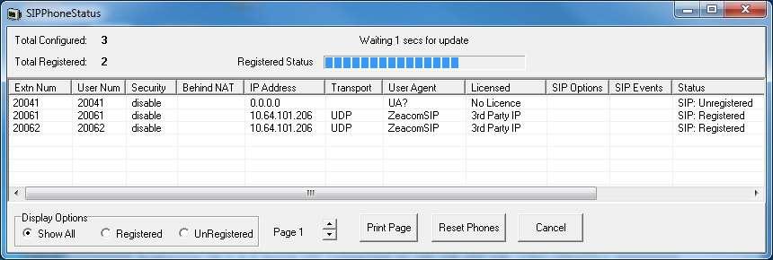 application. The Avaya IP Office SysMonitor screen is displayed. Select Status SIP Phone Status from the top menu.