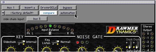 A typical use for this feature is to use a kick drum track to gate and tighten up a bass track, or a rhythm guitar track to gate another instrument track such as a keyboard pad.