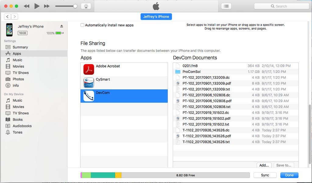 The default location for the saved configuration files is the directory \DevCom Documents. Simply highlight the desired files and copy to your Mac.