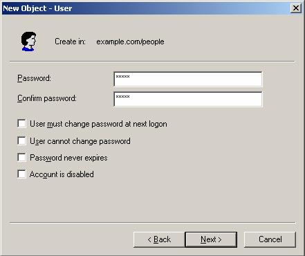 10: Setting Up a Directory Service 5. Enter the user's password, and then click Next.