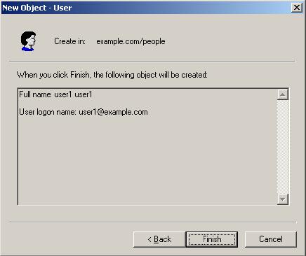 10: Setting Up a Directory Service 6. Confirm the adding of the new user by clicking Finish in the confirmation dialog.
