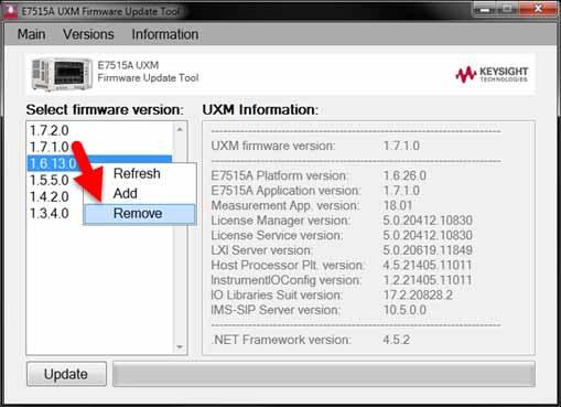 Remove Versions There are three different options for removing UXM versions from the application repository.