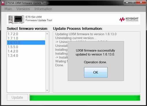 When the update operation is finished, a new dialog is displayed, indicating that the update is