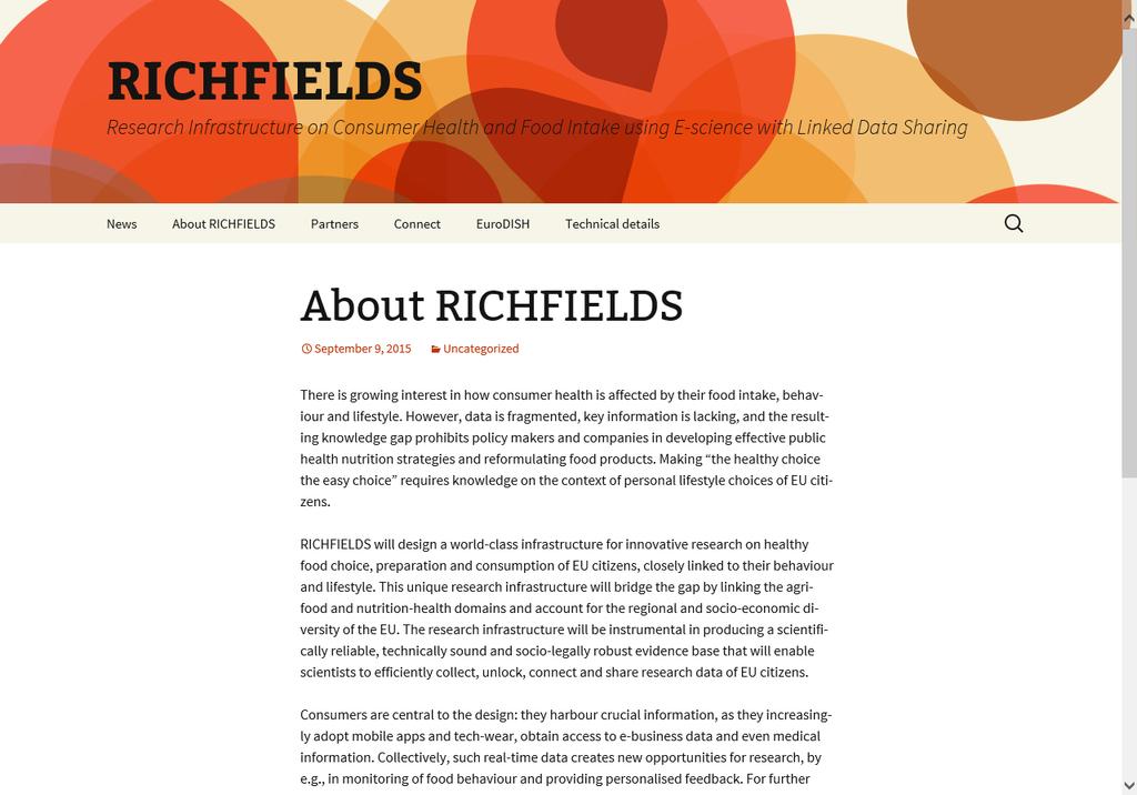RICHFIELDS public website has been registered at: www.richfields.eu. From the beginning of the project (M1, 11 Sep 2015) a temporary website was created. Figure 2.