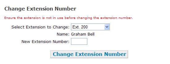 Change an Extension Number You can change extension numbers. Ensure that the extension is not in use when you make the change.