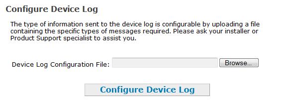 To configure the Device Log: 1. In the navigation menu at left, click Device Management, then Device Log. 2.