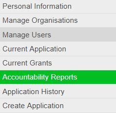 . Click Accountability Reports in the Applicant Dashboard to