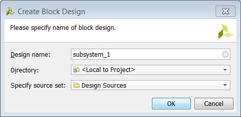 Step 2: Create an IP Integrator Design Lab 1: Designing IP Subsystems in IP Integrator 1. In the Flow Navigator, select the Create Block Design option.