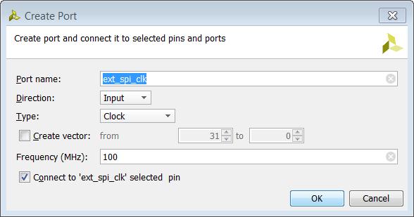 6. 7. 8. Right-click on the newly added spi_rtl port to open the pop-up menu, and select the External Interface Properties command.
