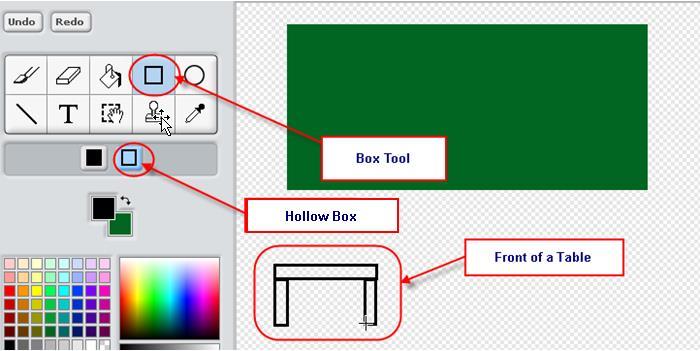 Switch color so the main color will be black. Then select Box Tool and Hollow Box mode.