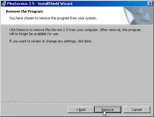 Click at the Remove button in the Remove the Program window.