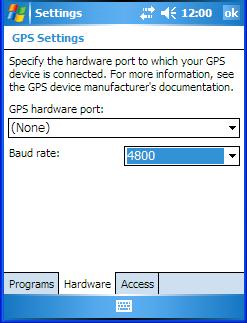 Manage Triggers Tap on the Hardware tab, and choose a GPS hardware port and the appropriate Baud rate. Windows Mobile 6 automatically manages access to the GPS receiver.