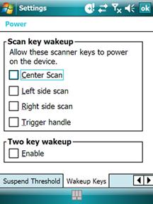 5.24.6 Wakeup Keys Tab Chapter 5: Settings Wakeup Keys Tab This option allows you to define which key can be pressed to
