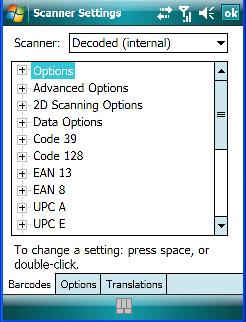 Decoded (Internal) Scanners Options Decoded (Internal) Scanner 5.28.1 