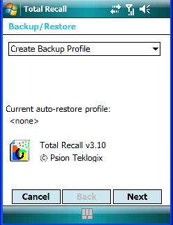 Creating A Backup Profile Tap on Start>Settings. Tap on the Total Recall icon.