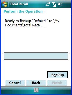Performing The Backup Tap on Backup to begin the process and create a profile.