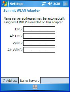Changing Network Card Settings If you need to specify server information, double-tap on the appropriate adaptor, and then tap on the IP Address and/or Name Servers tab.