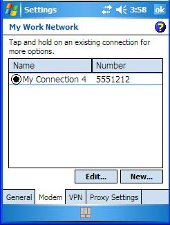 Managing An Existing Connection Tap on Manage existing connections. Tap here To launch a connection from this screen, press and hold the stylus on the connection you want to activate.