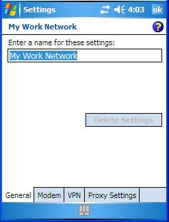 Selecting A Network Tap on the General tab. Type the name you prefer in the field below Enter a name for these settings. Tap on OK. 5.34.