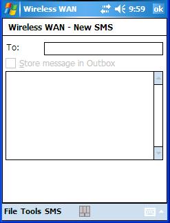 SMS Menu 5.36.6.1 New SMS 5.36.6.2 Inbox Tapping on New opens a dialog box for sending a new SMS message.