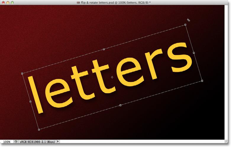 Usually, to flip, rotate or scale the text, we would use Photoshop s Free Transform command.