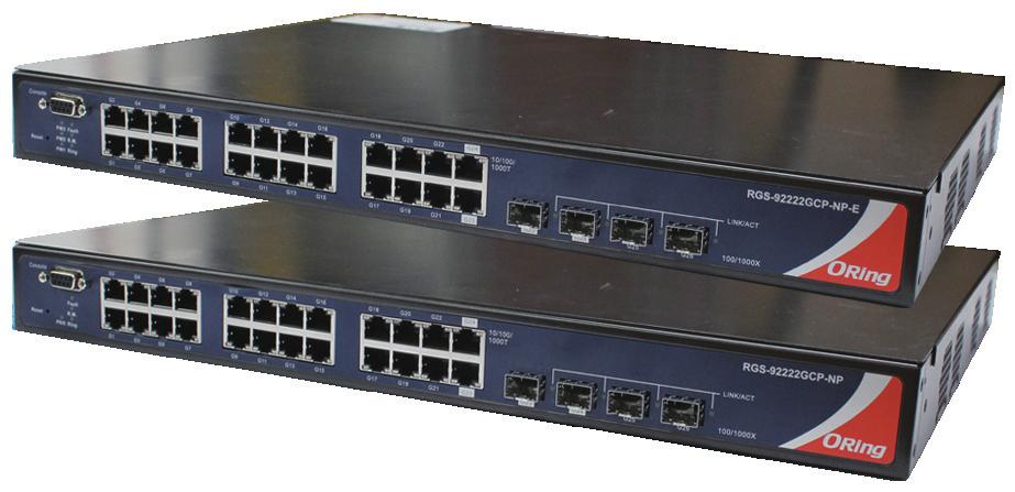 Device Server Wireless Access Point Cellular VPN Router M2M Gateway RGS-92222GCP-NP series are Gigabit managed redundant ring Ethernet switch with 22x10/100/1000Base-T(X) copper ports and 2xGigabit